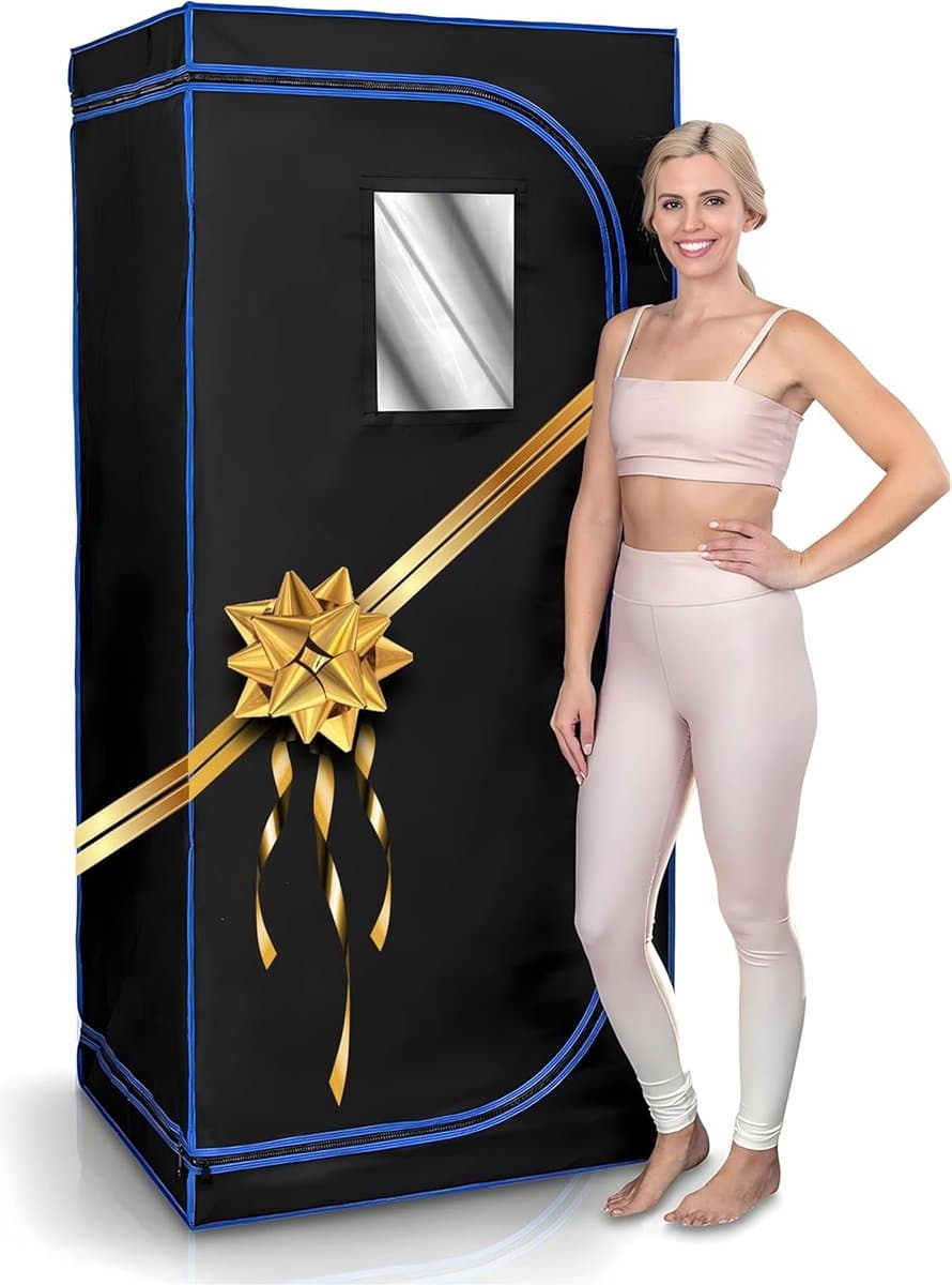 SereneLife Sauna- Draagbare infrarood Sauna voor thuis - Verwarmd Voetkussen en Opvouwbare Stoel,Saunabox,Afstandsbedieninga - Zwart thumbnail 8
