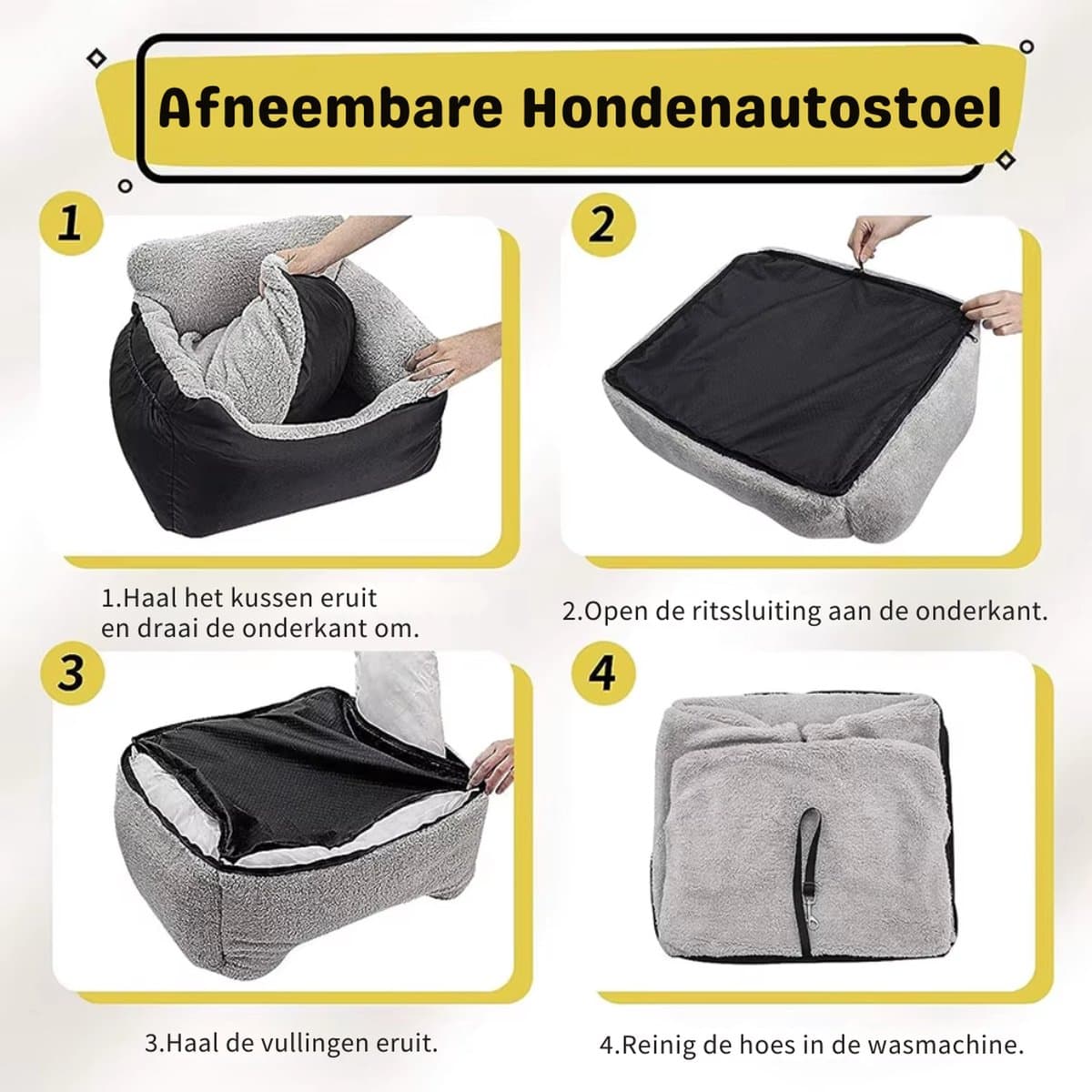 Livista Wasbare Autostoel Hond met Gordel - Hondenmand Auto - Voor in de Auto en Achterbank -Automand Honden - Hondenstoel - Hondenmand thumbnail 4