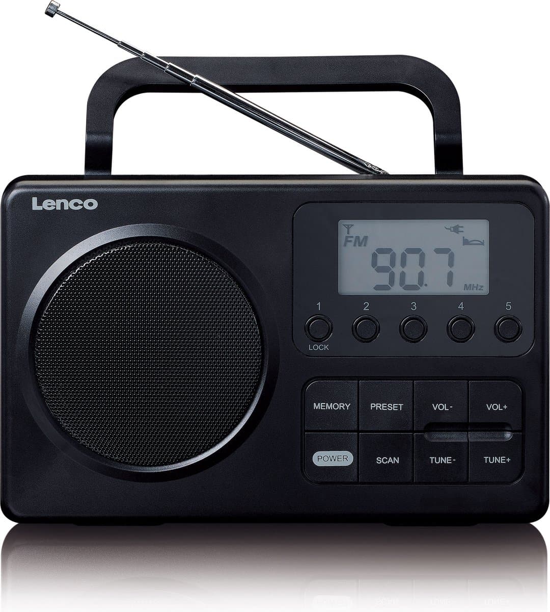 Lenco MPR-035BK Draagbare Radio op Batterijen en Netstroom - Compacte FM Radio met LCD-scherm, 20 Voorkeurzenders en Noodradio Functie - Zwart thumbnail 8