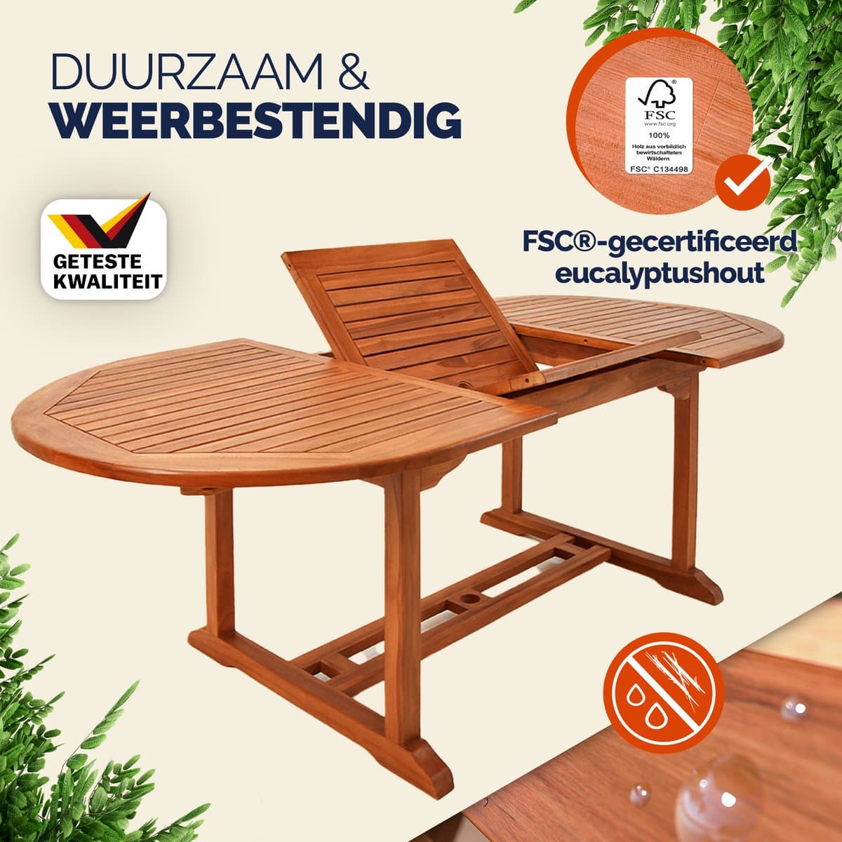 Casaria Tuintafel - FSC® gecertificeerd Eucalyptus 200x100x74cm - Bruin thumbnail 4