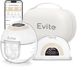 Productfoto van Evite Borstkolf Smart - Elektrische Draadloze Borstkolf - Draagbaar & Handsfree - BPA Vrij - met App - Met Nachtlamp - Incl Opbergtas & Accessoires - Silk Beige