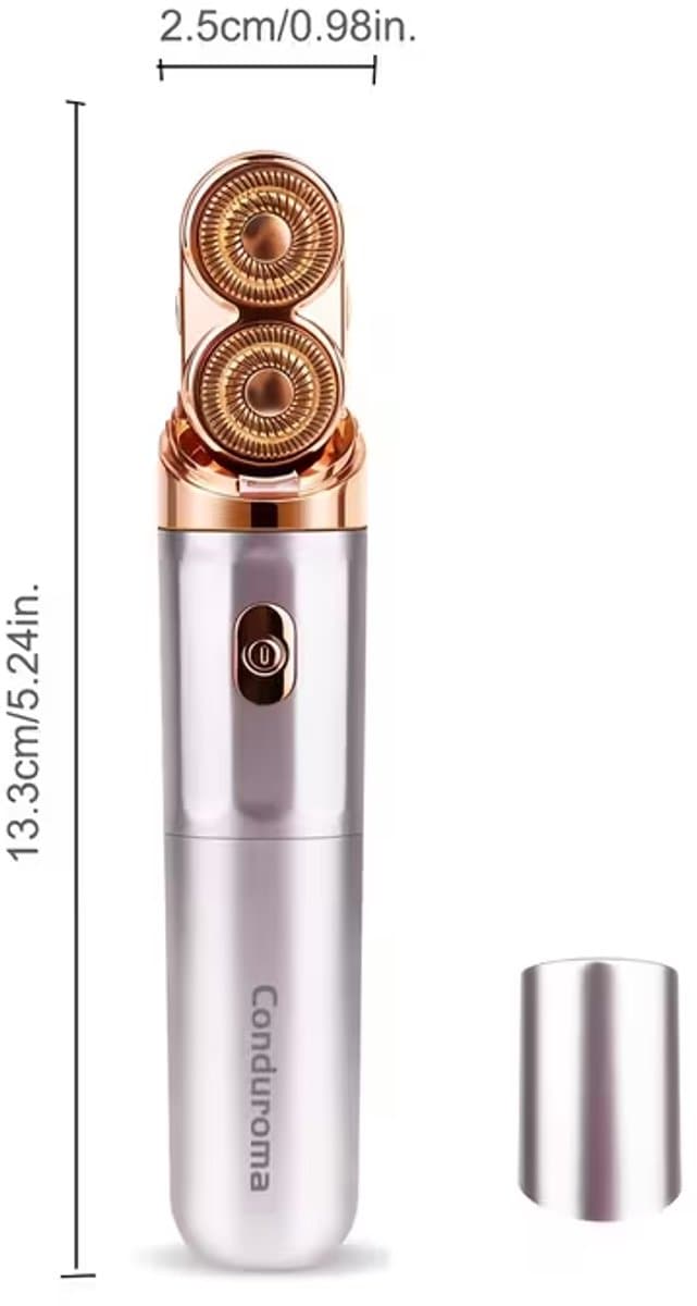 Shaver Oplaadbaar – Gezichtsepilator - Ladyshaves voor vrouwen - Ontharingsapparaat -Dubbele Scheerkop – Pijnloos & Glad Scheren – Compact Reisformaat – Draadloos – Voor Gezicht & Lichaam thumbnail 4