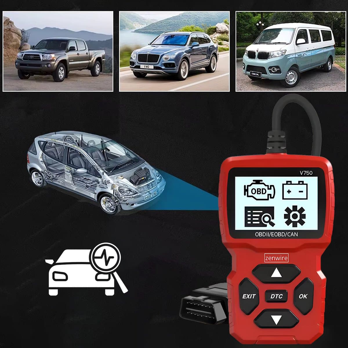 OBD-diagnose-interface met scherm V750 thumbnail 3