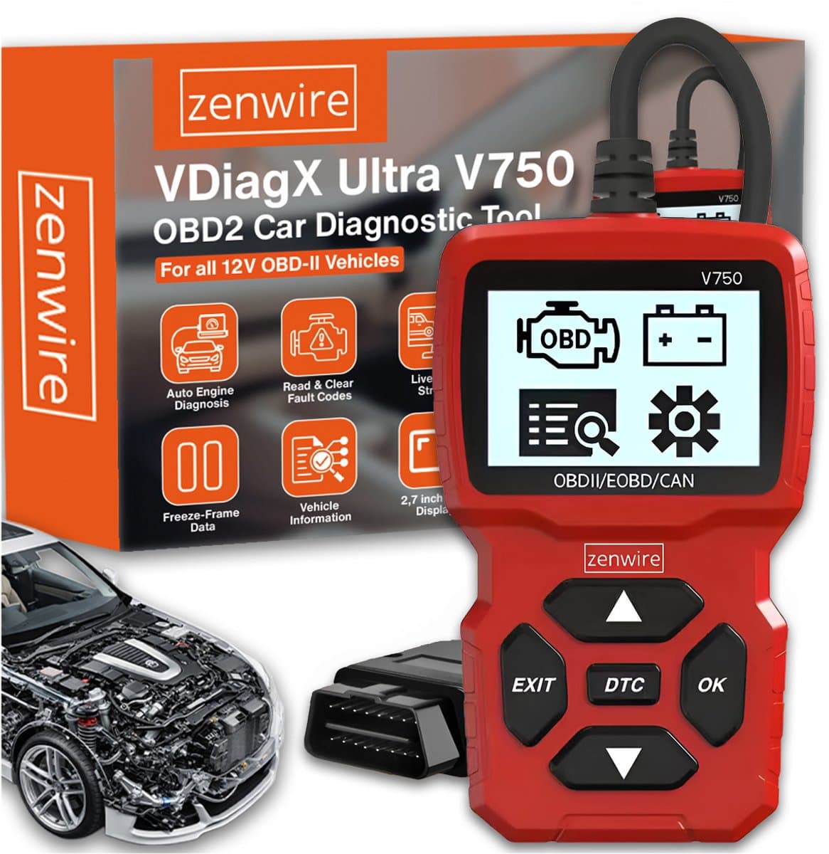 OBD-diagnose-interface met scherm V750