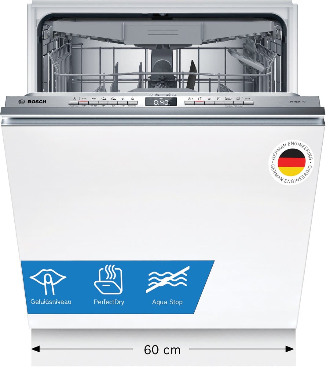 Bosch SMV6YCX00E - Serie 6 - Vaatwasser - Inbouwvaatwasser - Volledig integreerbaar - Energielabel B - PerfectDry met Zeolith: perfecte droogresultaten met een laag energieverbruik - Home Connect