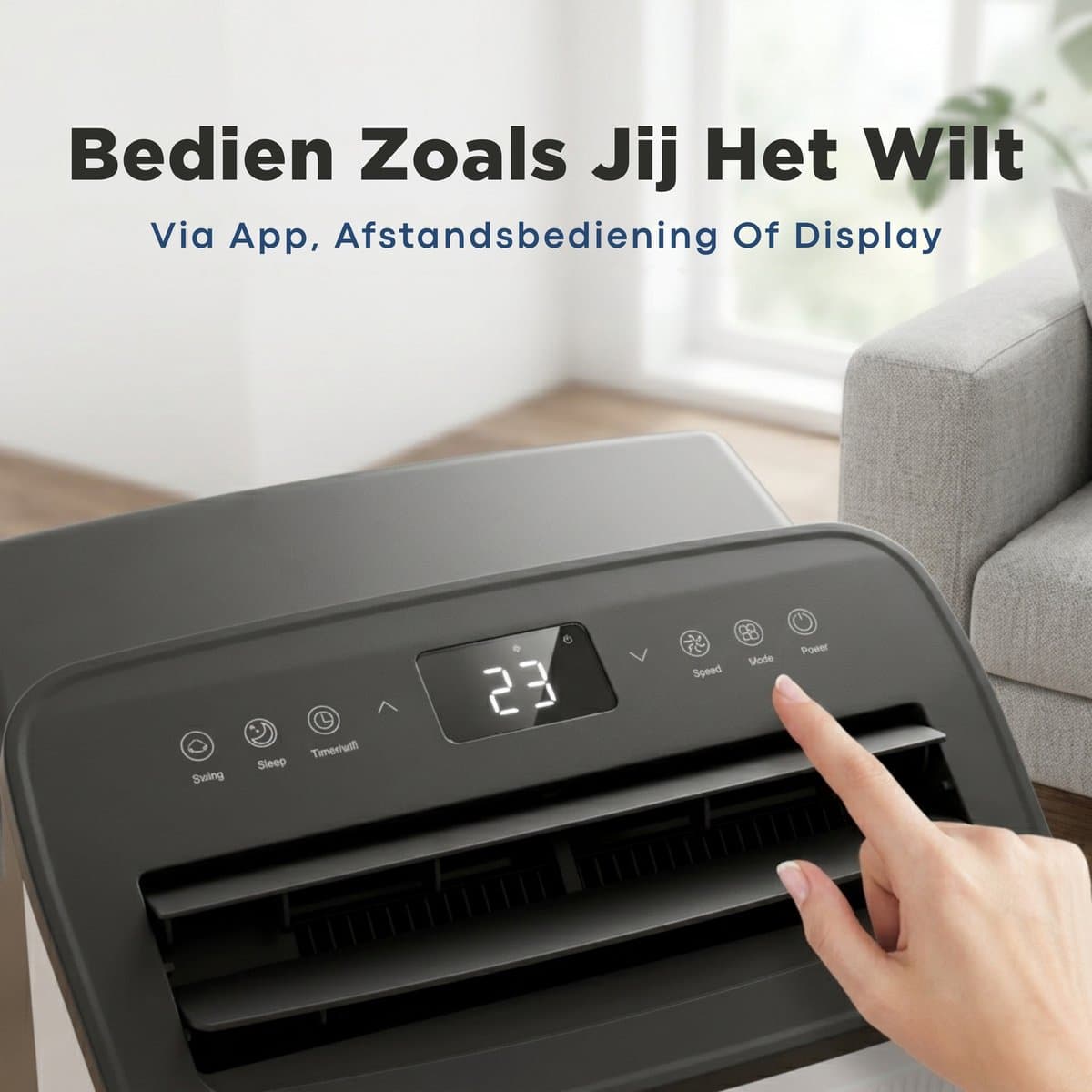 Aironex Mobiele Airco 12000 BTU – App & Afstandsbediening – Stil & Compact – Mobiele Airconditioner met Raamafdichting - Mobiele Airco voor Slaapkamer, Woonkamer, Kantoor thumbnail 8