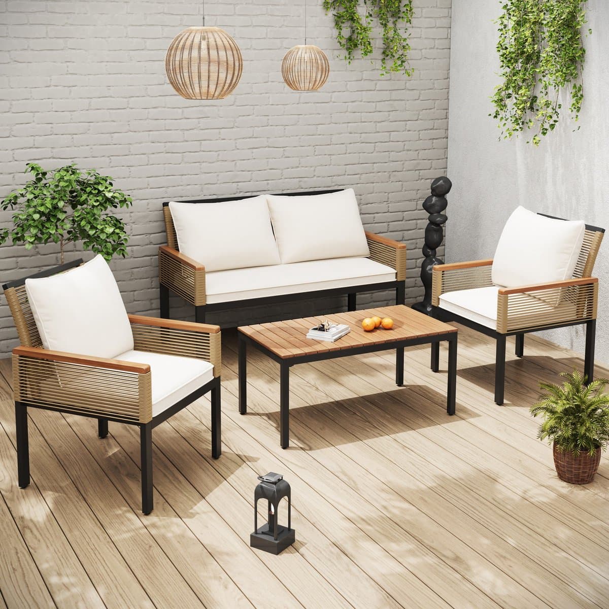 MODENUIT Tuinloungeset 4-Delig Polyrattan