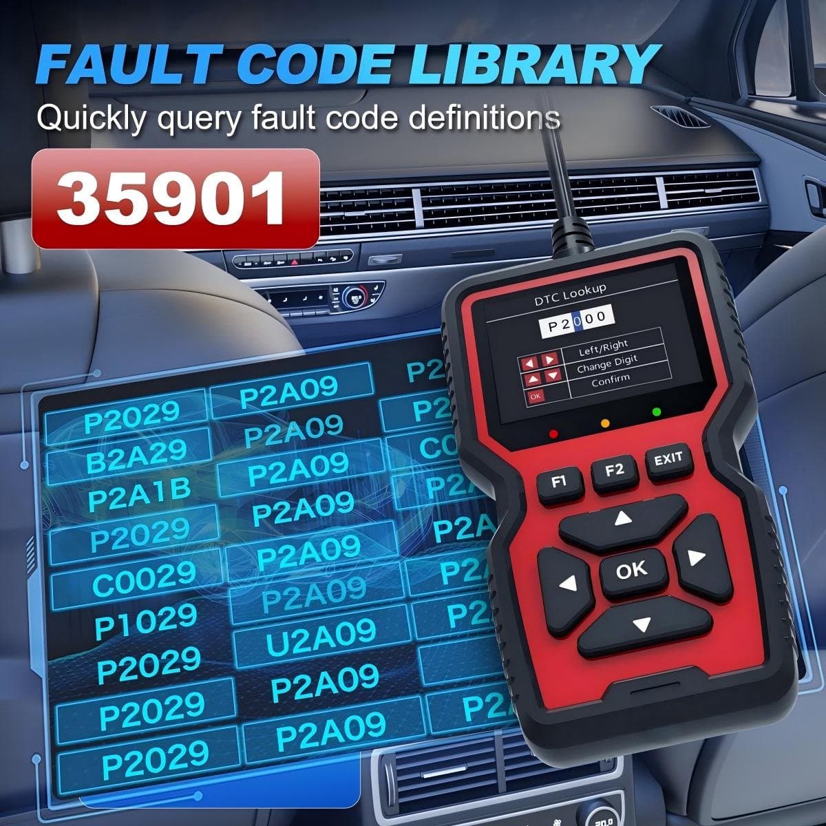 OBD2 Scanner – Auto Uitleesapparatuur – EOBD Scanner – Universeel Diagnoseapparaat met Nederlandse taal – Check Engine Auto Code Lezer – Storing Verwijderen – Plug & Play thumbnail 3