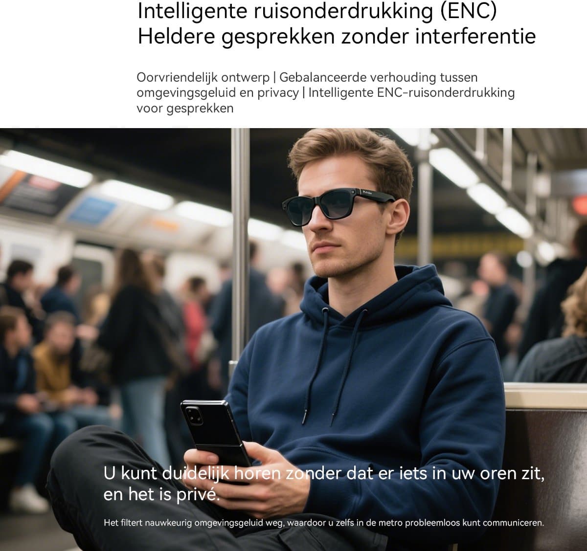 Blackview BV100 Smart Glasses - Slimme bril met camera - Spraakgestuurde AI-assistent - Bluetooth-bellen, vertaling, objectherkenning - BT 5.4 - 32GB - 220 mAh - Zwart thumbnail 2