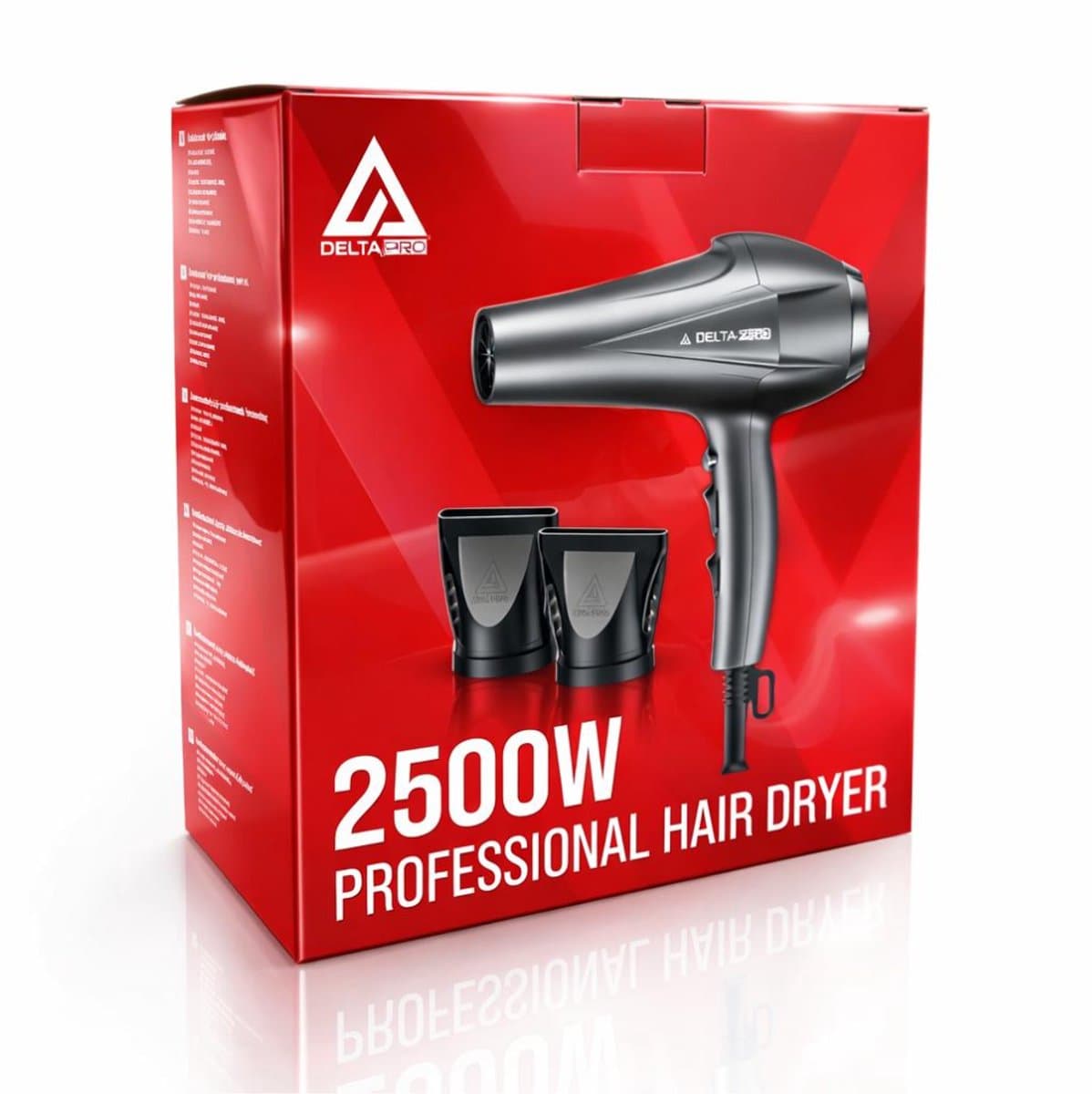 DELTAPRO Professionele Föhn 2500W – Krachtige AC Motor – 2 Snelheden – 3 Warmtestanden – Cool Shot – Inclusief 2 Blaasmonden thumbnail 3