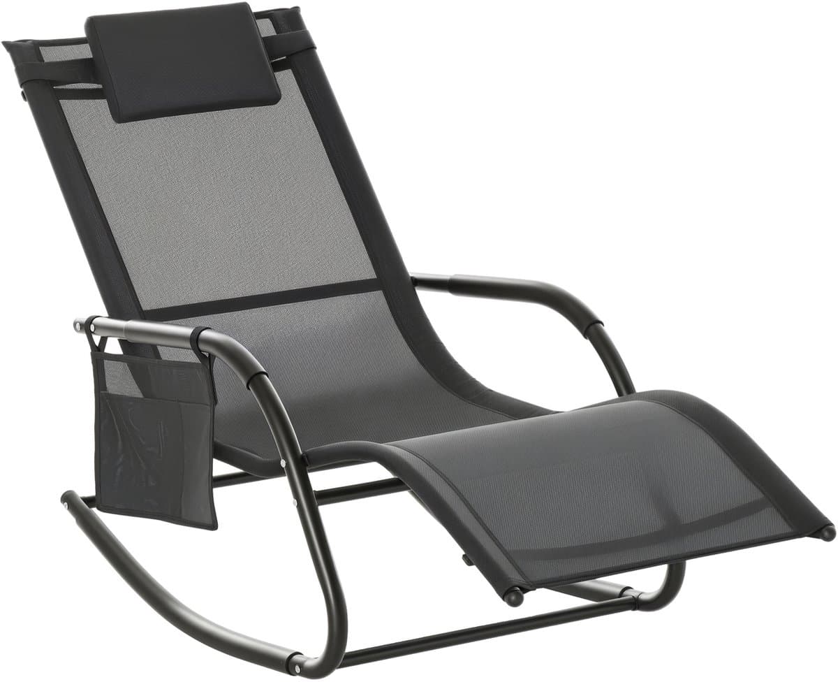 Outsunny Schommelstoel swingstoel tuinstoel schommelende ligstoel metaal mesh lichtgrijs 84A-160