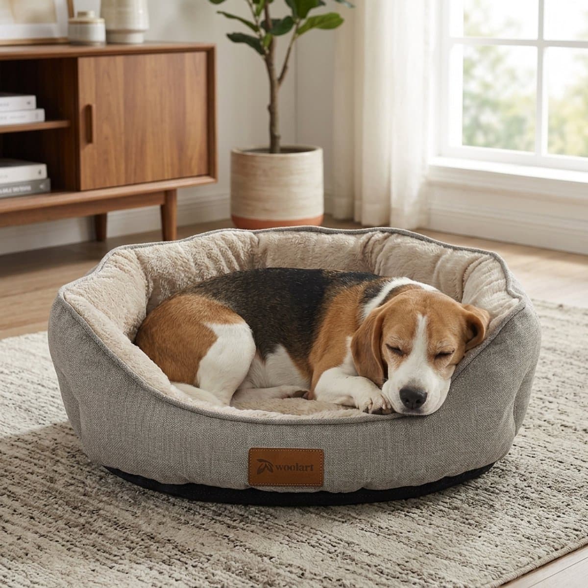 Woolart Hondenmand - Luxe Hondenkussen - Kattenmand - Wasbaar - Maat L - Beige thumbnail 5
