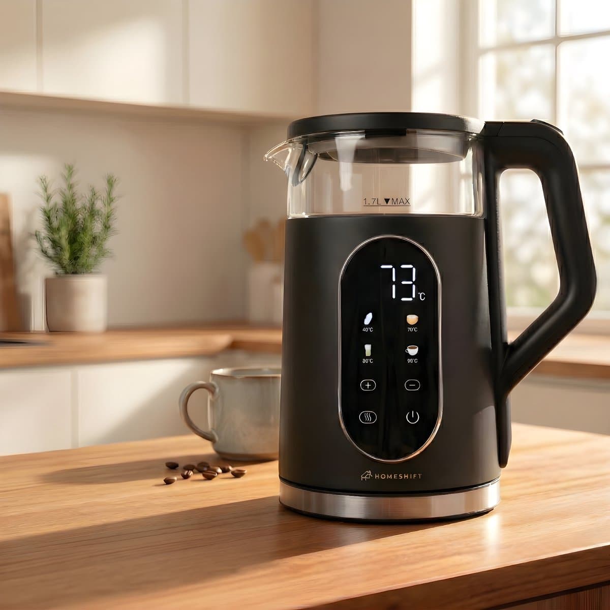 HomeShift Waterkoker 1,7L | Temperatuurregeling & Warmhoudfunctie thumbnail 6