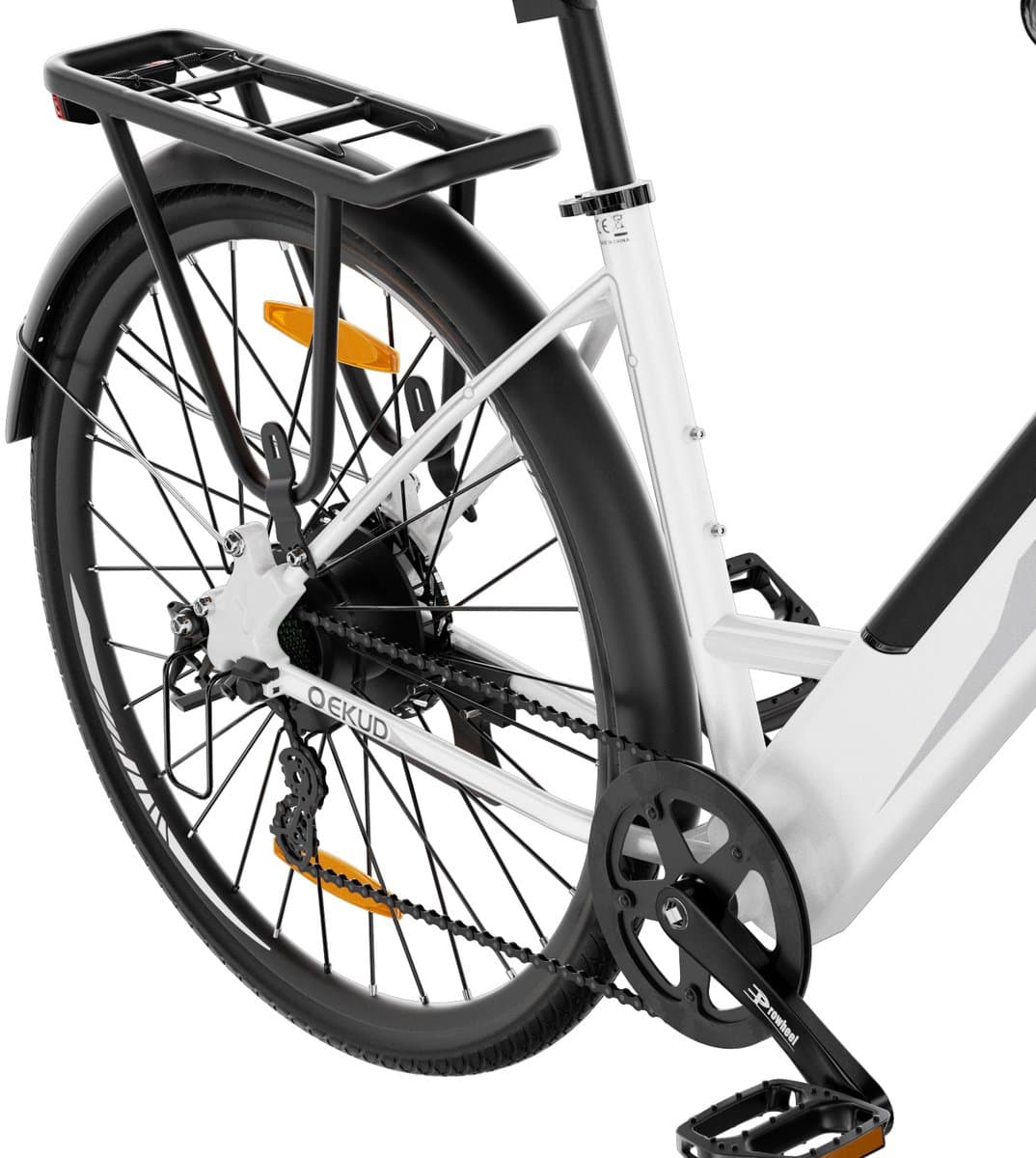 Qekud Elektrische Fiets - E-bike - 26 / 27.5 inch - 250W Motor -36V 13Ah Accu - 100km - 7 Versnellingen - met app - Wit thumbnail 2