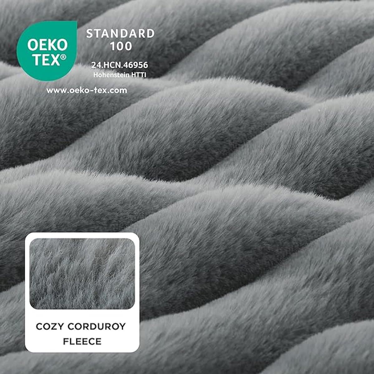 Orthopedische Hondenmand Groot - 89x64x18cm Hondenbank met Traagschuim en Opstaande Rand, Waterdicht, Antislip, Wasbare Afneembare Corduroy Hoes, Grijs thumbnail 4