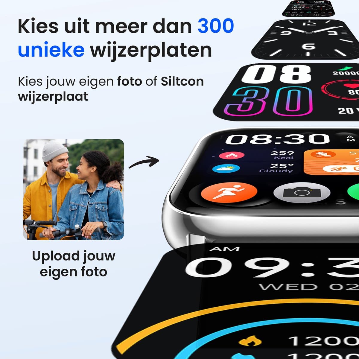 Siltcon® Smartwatch Dames Pro - Smartwatch Heren Pro - Sporthorloge Dames & Heren - Stappenteller Horloge - Hartslagmeter – Bloeddrukmeter - Slaapmonitor - Saturatiemeter - Belfunctie - Elke Smartphone - RVS - Incl. 4 Bandjes - Zilver thumbnail 7