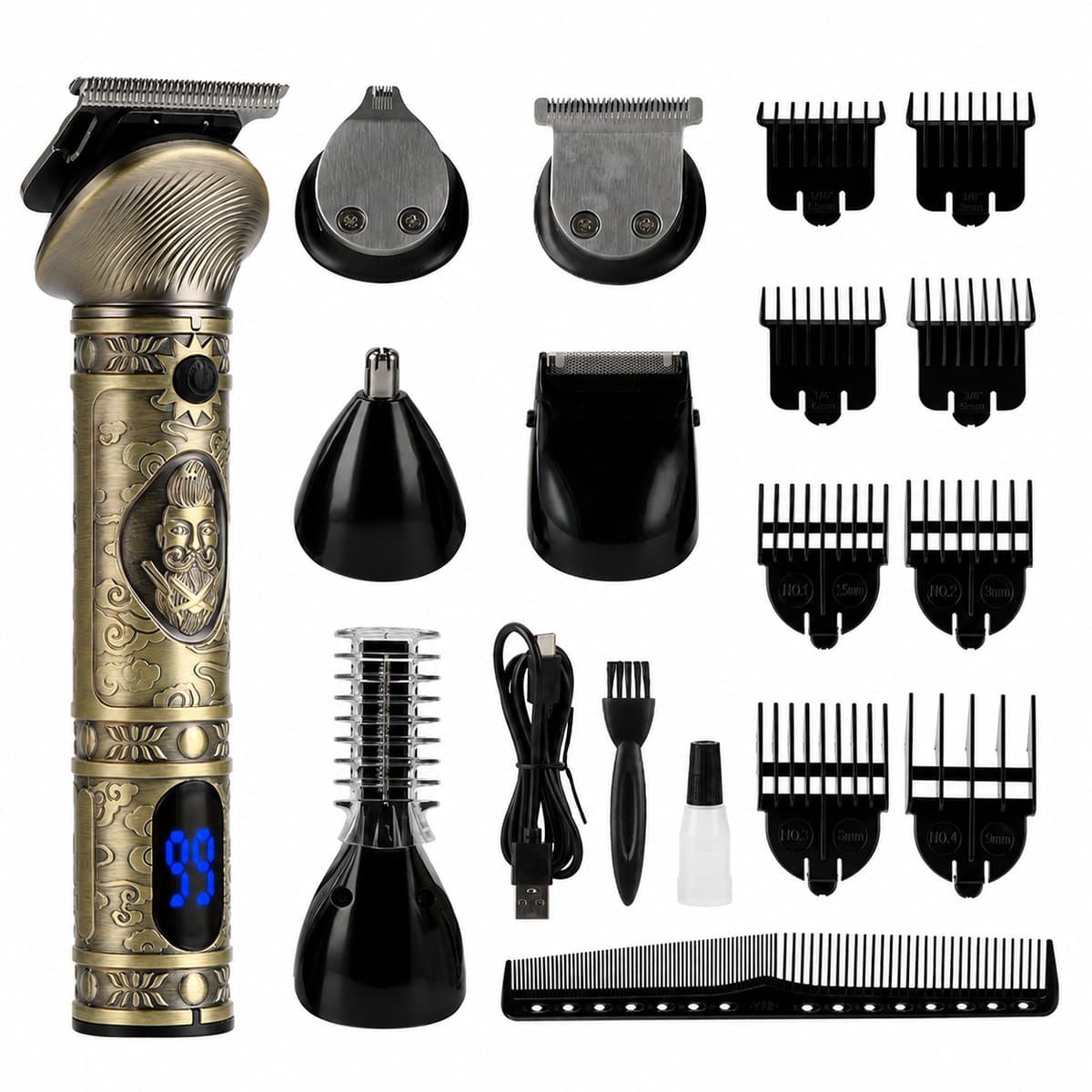 Beardsmen Club 6-in-1 Baardtrimmer - USB-C, 150min batterij