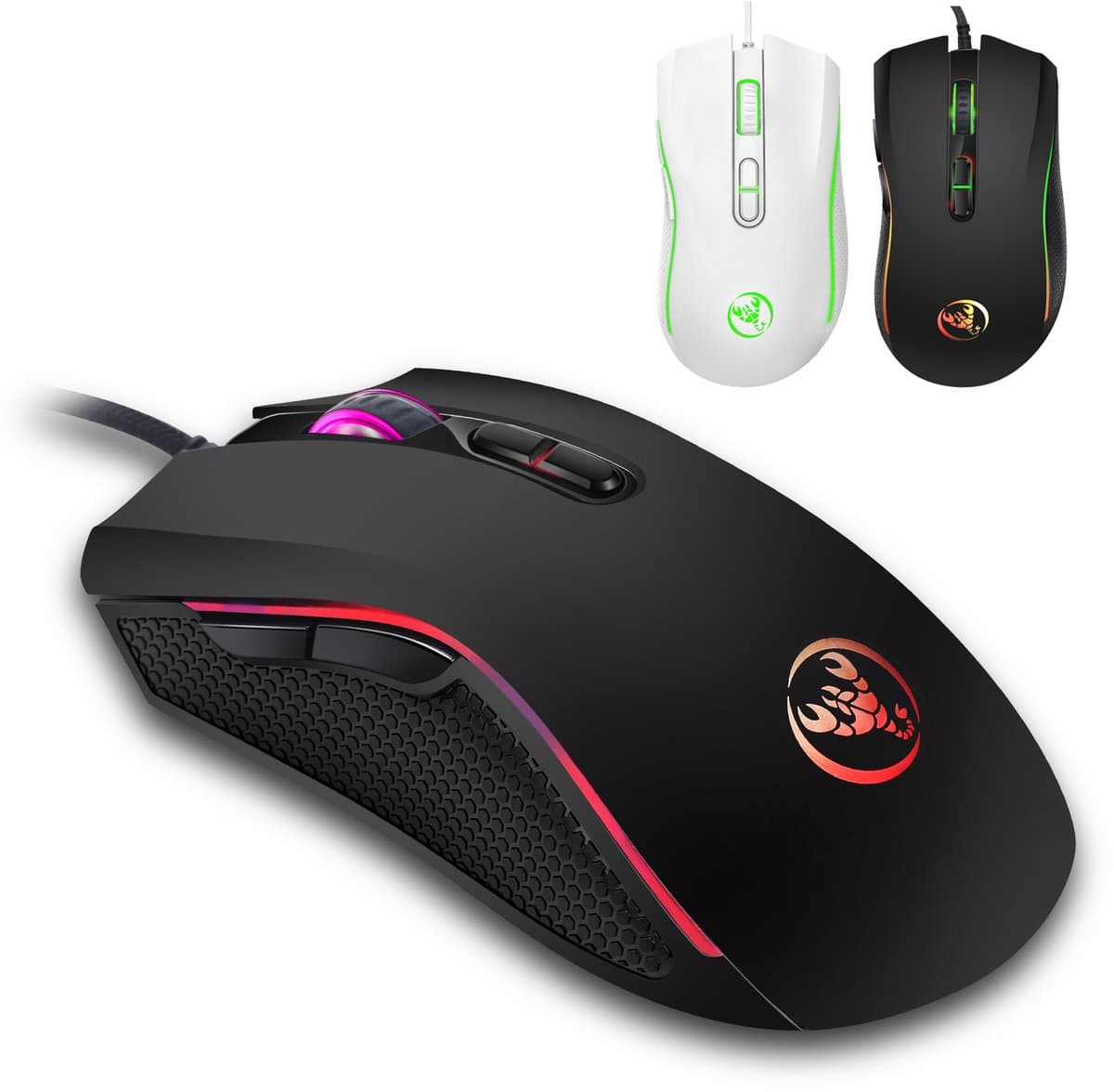 HXSJ A869 Bedrade Gaming Muis – 3200 DPI – RGB Verlichting – Ergonomisch – Programmeerbare DPI – USB Gaming Mouse – Wit thumbnail 7