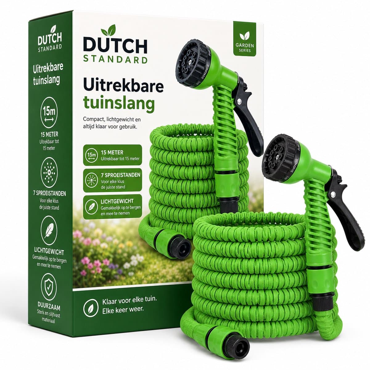 Tuinslang Uitrekbaar 15 meter - 7 Standen - Flexibel