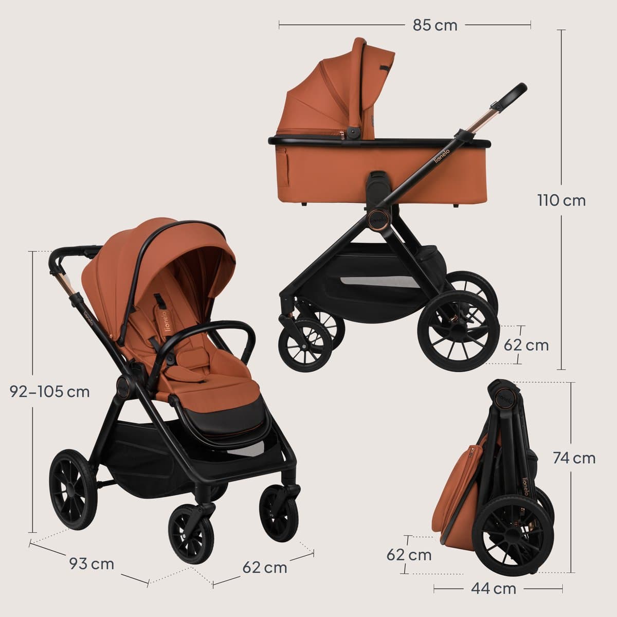 Lionelo Layla 3-in-1: Reiswieg, buggy en i-Size autostoel thumbnail 2