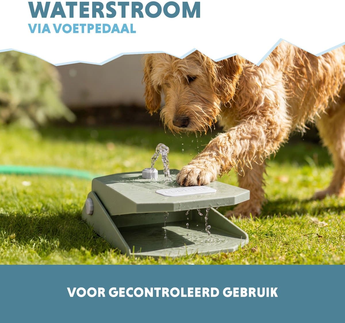 CoolPets Waterfontein Hond Tuinslang - Drinkfontein hond – Waterspeelgoed Hond - Verkoeling voor Honden - Splash Water Fountain - Olive Green thumbnail 3