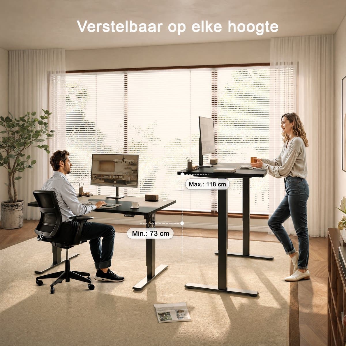 Devoko Zit-Sta Bureau 100x60 cm met geheugenstanden thumbnail 2