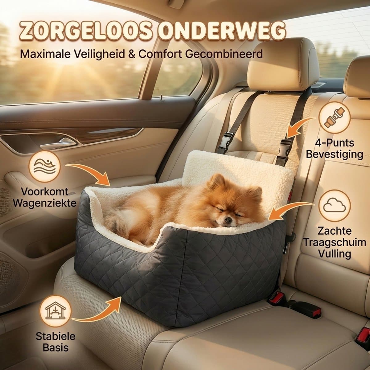 Pawhaven Wasbare Autostoel Hond met Gordel - Hondenmand Auto voor in de Auto en Achterbank - Automand Honden - Hondenstoel - Hondenmand thumbnail 7