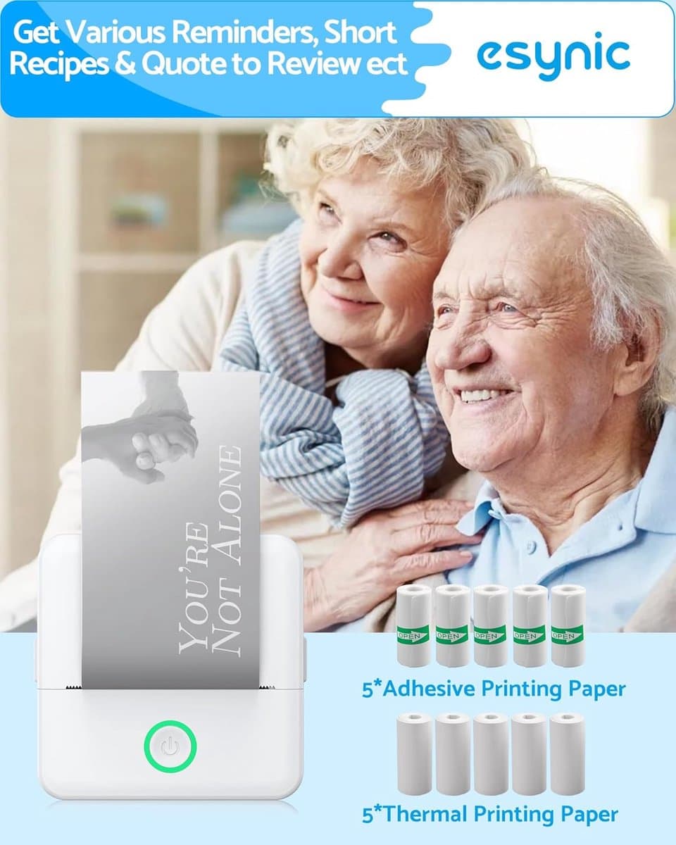 Mini printer voor mobiel – Bluetooth stickerprinter – Draagbare thermische printer zonder inkt – Voor foto’s, notities & labels – Inclusief zelfklevend papier thumbnail 5