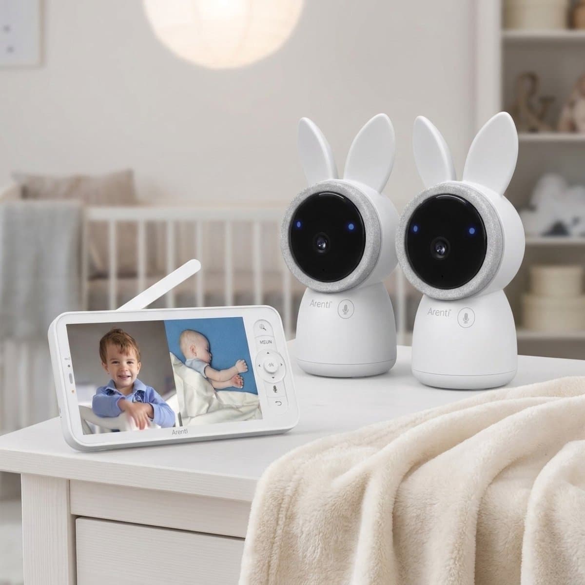 Arenti AINanny - Wifi Babyfoon Met 2 Camera's Duopack - Baby Monitor - Babyfoon met 5 inch scherm - Ultra HD 2K Resolutie - Slaapliedjes - Alexa & Google thumbnail 2