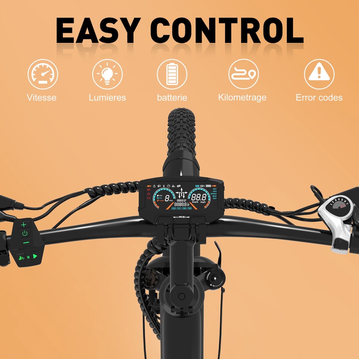 RCB G5 Elektrische Fiets, Trendy 80km City Commuter EBike, 250W, 36V 13Ah, Voorvorkvering, 7 Versnellingen, App, NFC & LCD, Lichtgewicht Aluminium, Zwart, Dames/Heren thumbnail 8