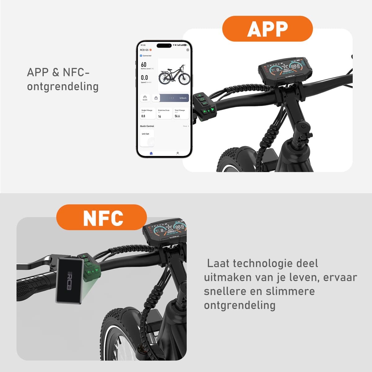 RCB G5 Elektrische Fiets, Trendy 80km City Commuter EBike, 250W, 36V 13Ah, Voorvorkvering, 7 Versnellingen, App, NFC & LCD, Lichtgewicht Aluminium, Zwart, Dames/Heren thumbnail 5