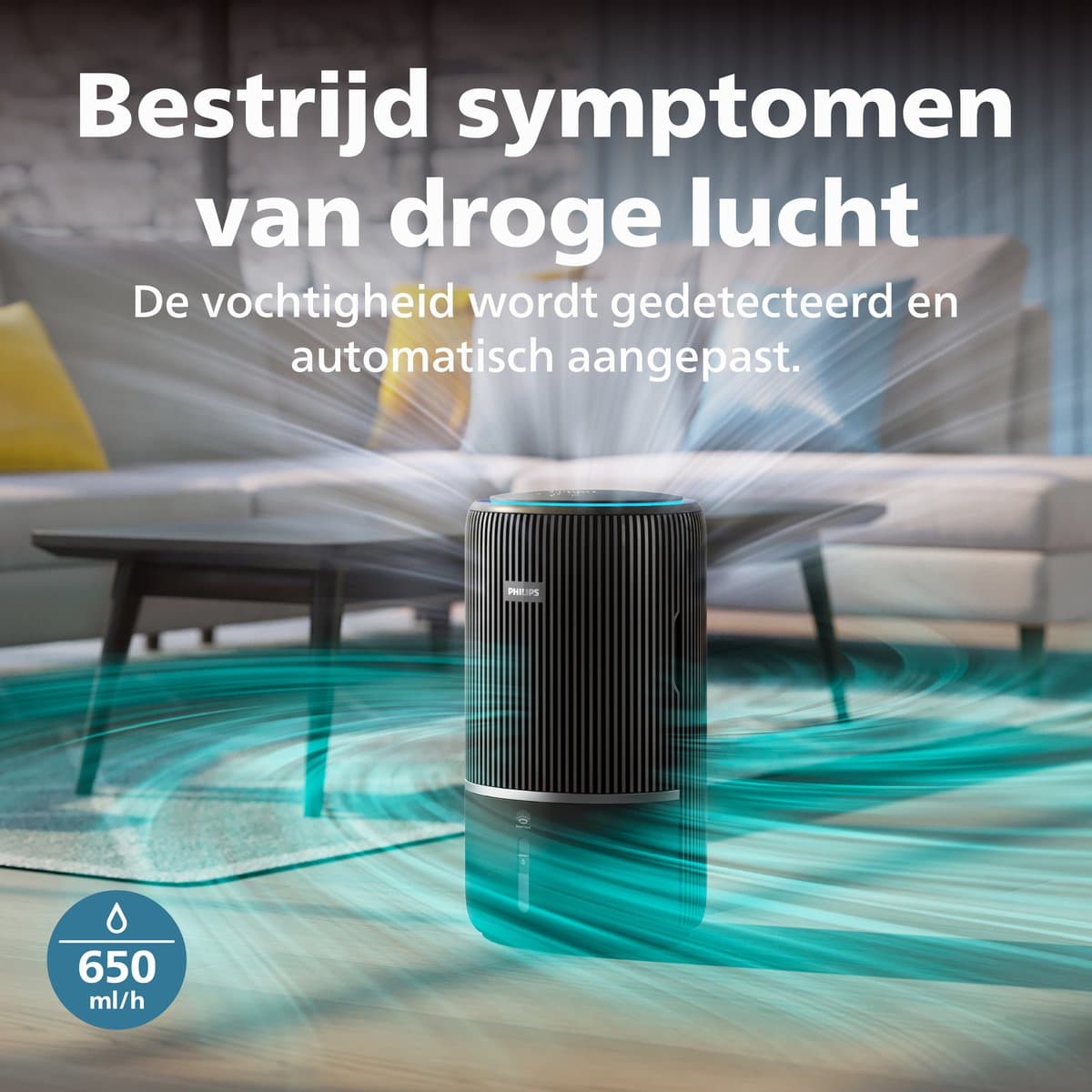 Philips PureProtect 3400 Series - Luchtreiniger en Bevochtiger - CADR 300m3/u - Ruimtes tot 78m2 - 3 Laags HEPA Filtratie - Air+ App - Ultrastil - Nachtlampje - Zwart - AC3421/13 thumbnail 5