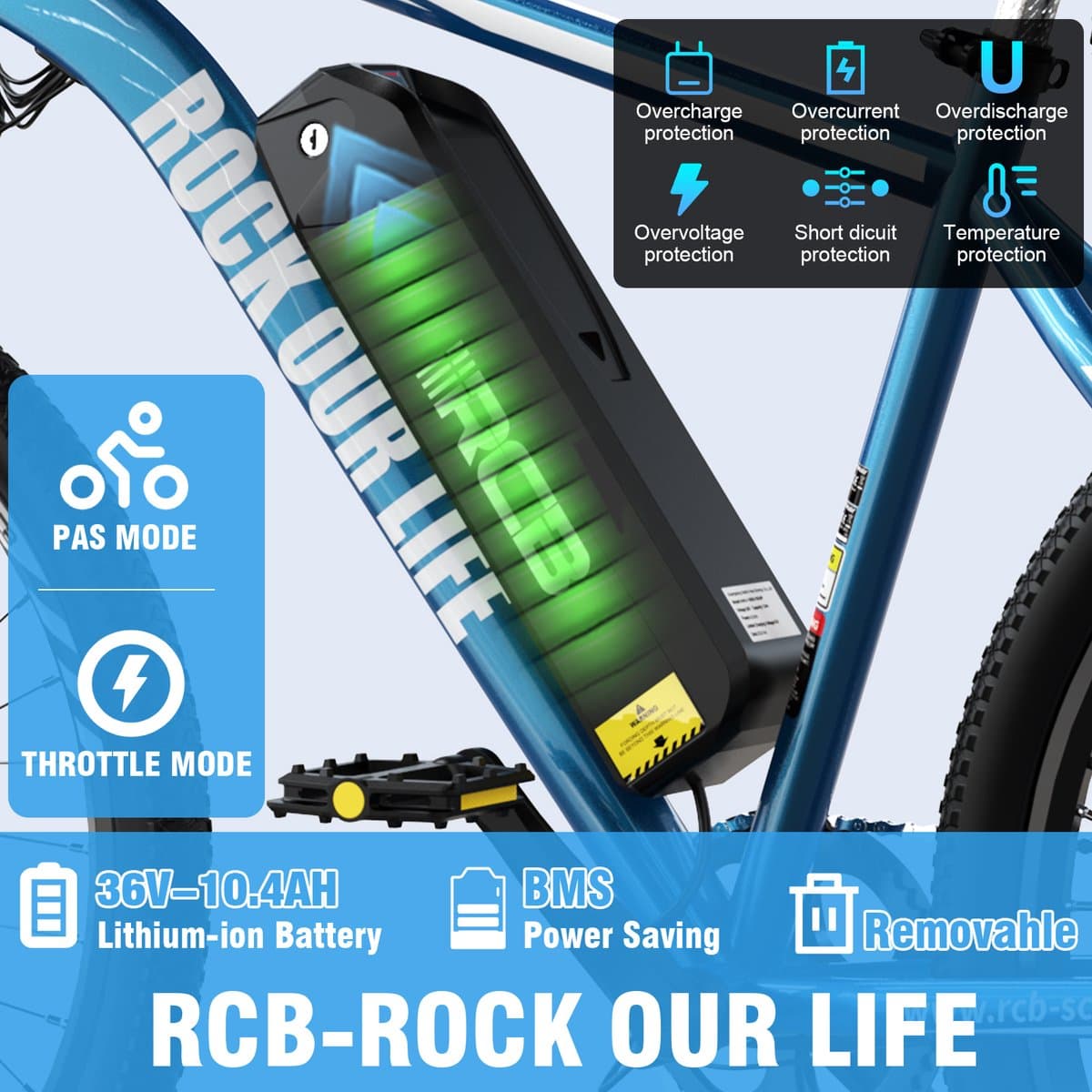 RCB Elektrische Fiets | Trendy 26 Inch City Commuter EBike | 250W Motor | 25 km/u | 7-Speed | APP | zwart thumbnail 7