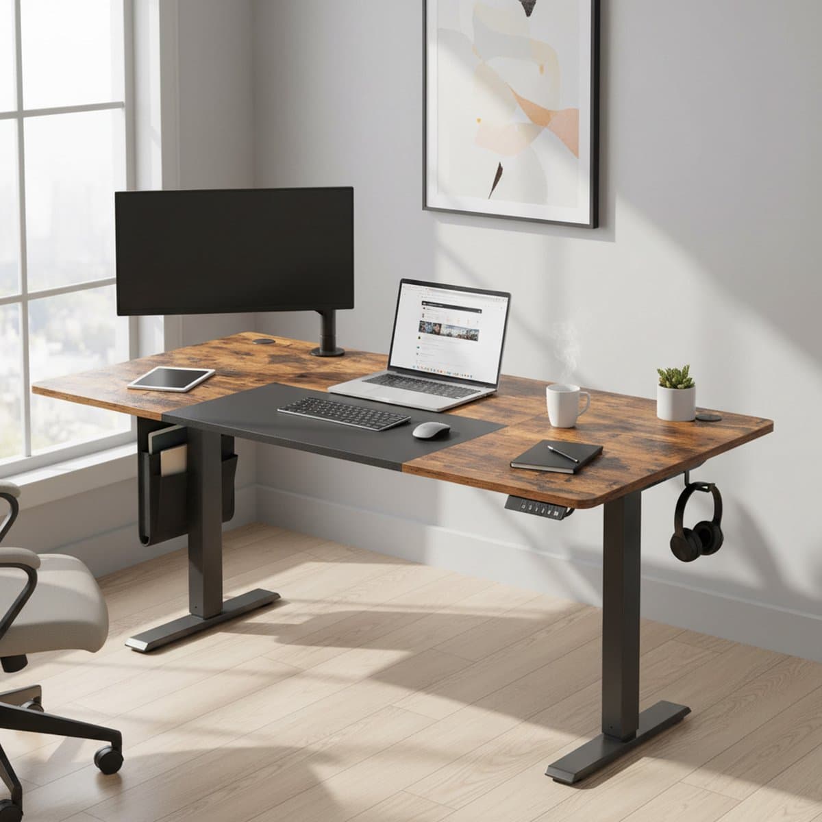 SONGMICS - Zit Sta Bureau - Elektrisch - Geheugenfunctie met 4 Hoogtes - USB-C Aansluiting thumbnail 3