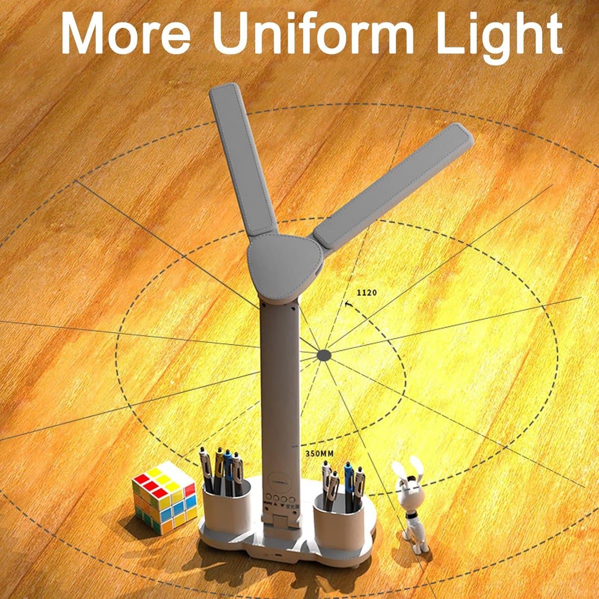 LED-bureaulamp - Bureaulamp voor op kantoor - Dimbaar, oplaadbaar, draadloos - Met klok, pennenhouder, lcd-scherm, kalender en temperatuurweergave - 3 lichtkleuren - 3200 mAh batterij - Unisex - Wit thumbnail 5