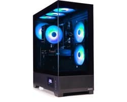 AMD Ryzen 5 5500 Game PC|RTX 5060 Ti 8GB|16GB RAM|500GB SSD|INCLUSIEF MS OFFICE 2024|Nvidia GeForce|Win11 PRO|Aquarium Gaming Case met Temperatuur Display en aRGB Towercooler|WiFi 6|Bluetooth 5.4|Gamdias Atlas M1
