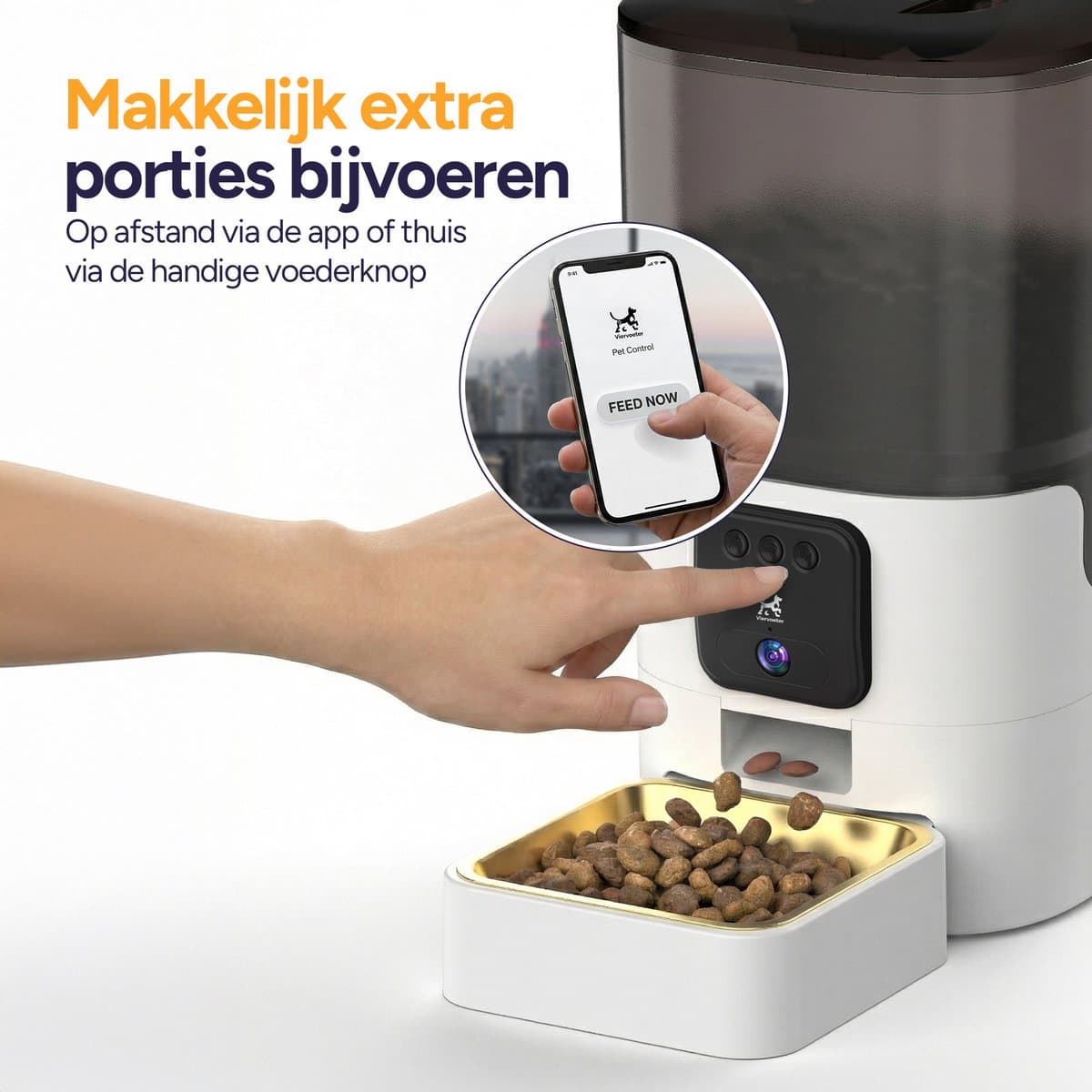 Viervoeter Feed Pro - Automatische Voerbak 6L - Kat en Hond - Voerautomaat met App - Wit thumbnail 7