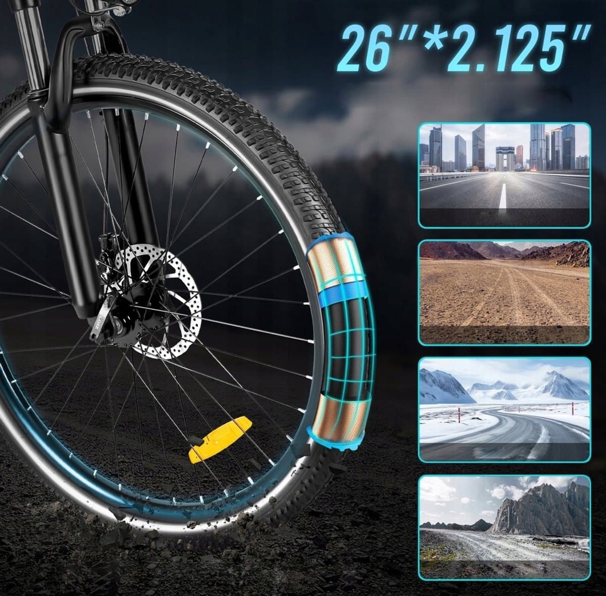 SAMEBIKE RS-A01 MEN1.0 Elektrische Fiets – 250W Motor, 36V 15Ah Accu, 90km Bereik, 27.5" Banden, 7-Speed Shimano – Zwart thumbnail 2