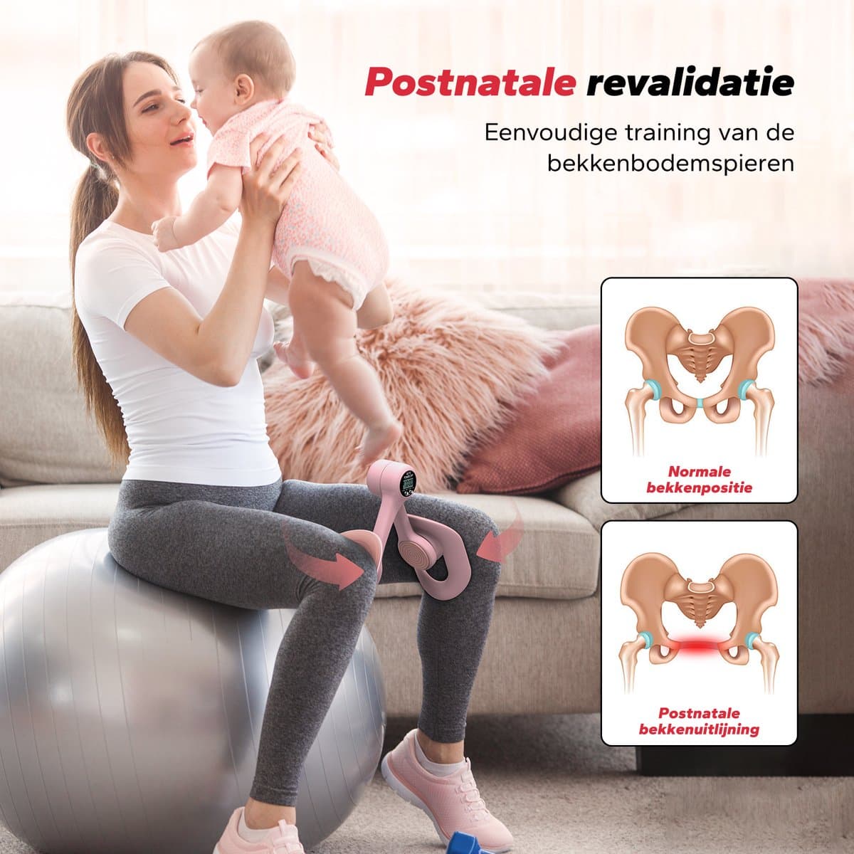 MERACH Bekkenbodemtrainer - dijbeentrainer - beentrainer voor vrouwen - postnatale revalidatie - weerstandsbanden - draagbaar - roze thumbnail 8