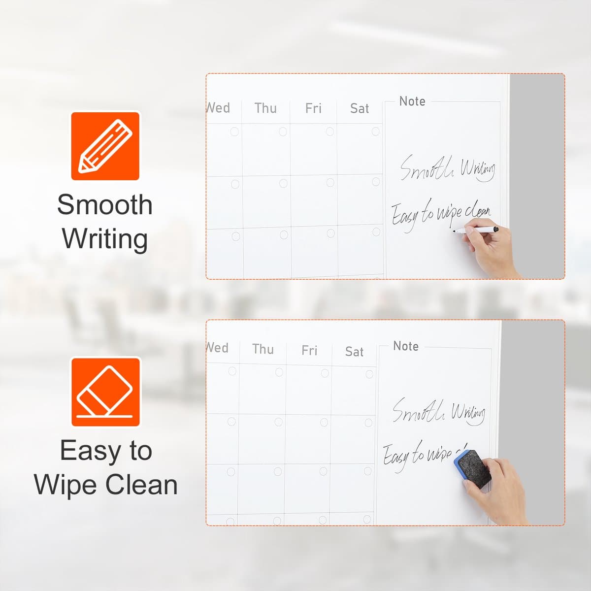 Magnetisch Kalender Whiteboard 915 X 610mm , Droog Uitwisbaar Maandplanner Whiteboard Met Verplaatsbare Lade, Incl, 1 Magnetische Gum En 2 Droog Uitwisbare Markers, Ideaal Voor Gebruik Op Muren In Restaurants, Kantoren, Thuis Of Op School thumbnail 3