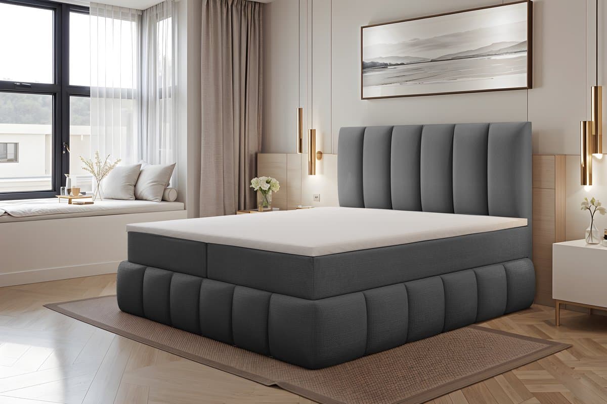Meuba Home - Bali Boxspring - Grijs - 160x200 - Cremona Stof - Met topper 8cm thumbnail 2
