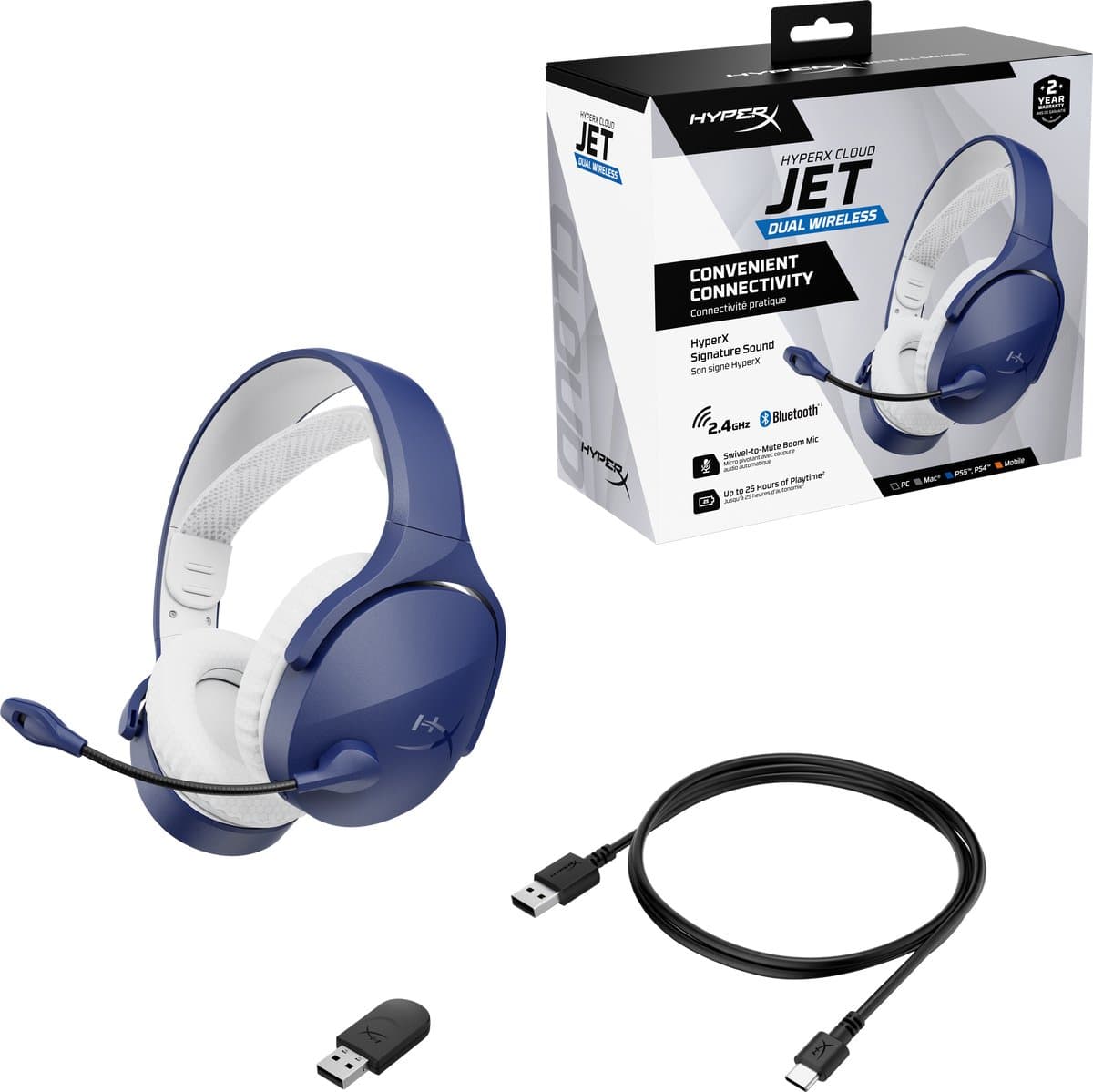 HyperX Cloud Jet - Draadloze Gaming Headset - Blauw - PS4/PS5, PC & Nintendo Switch thumbnail 8