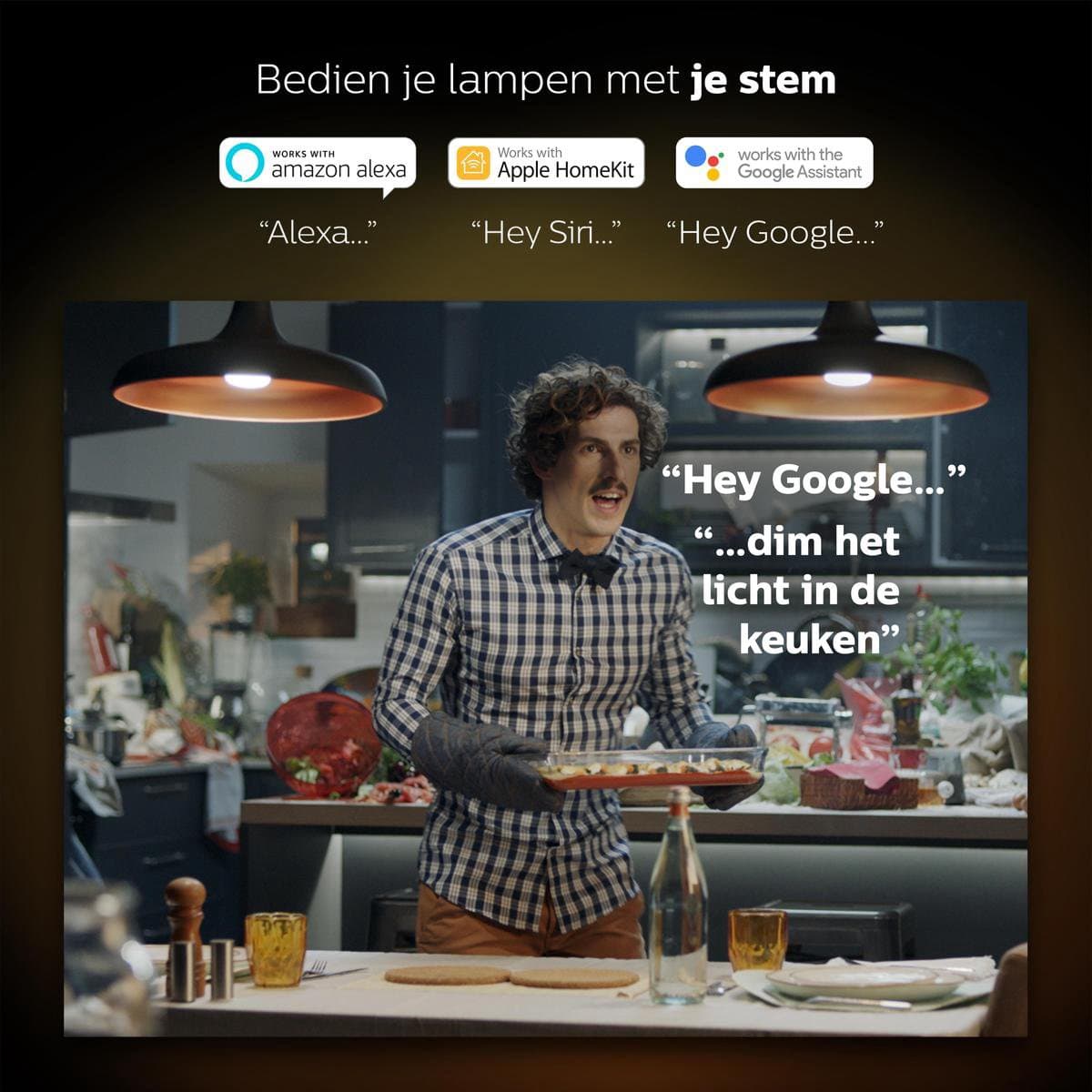 Philips Hue Starterspakket E27 Lichtbron met Bridge - White and Color Ambiance - 2 x 9W - Bluetooth thumbnail 7