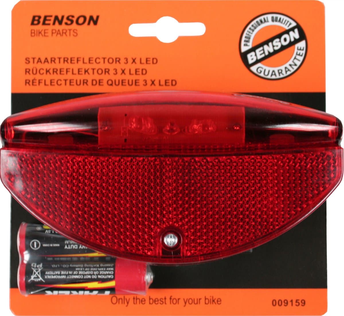 Benson Achterlicht - staartreflector - voor fiets - 3x LED - universeel - batterij achterlicht met reflector thumbnail 3