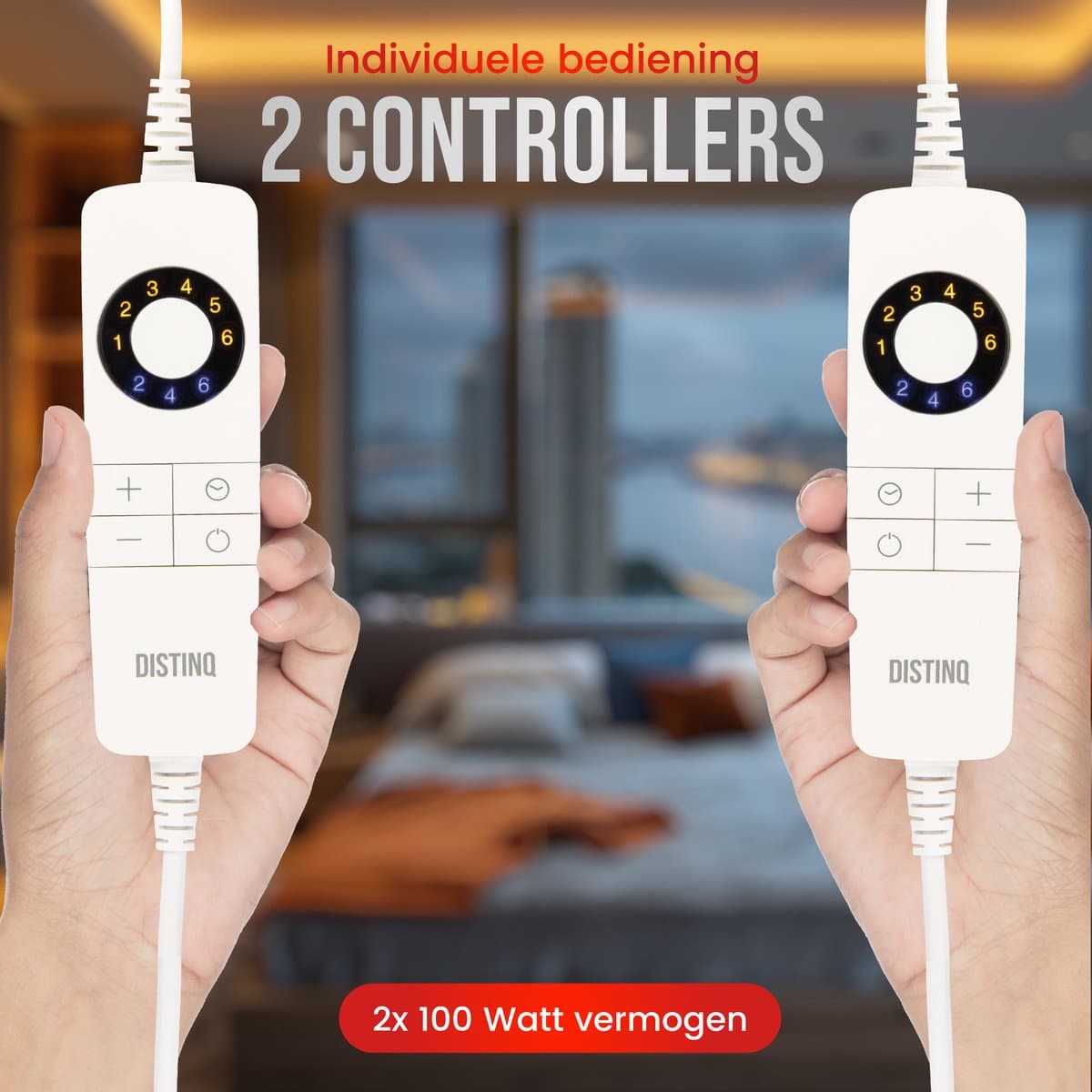 DistinQ Elektrische Onderdeken dubbel 100 Watt - 160x140 cm - tweepersoons - Automatische Uitschakeling - Oververhittingsbescherming - 5 Standen - onderdeken Wit thumbnail 3