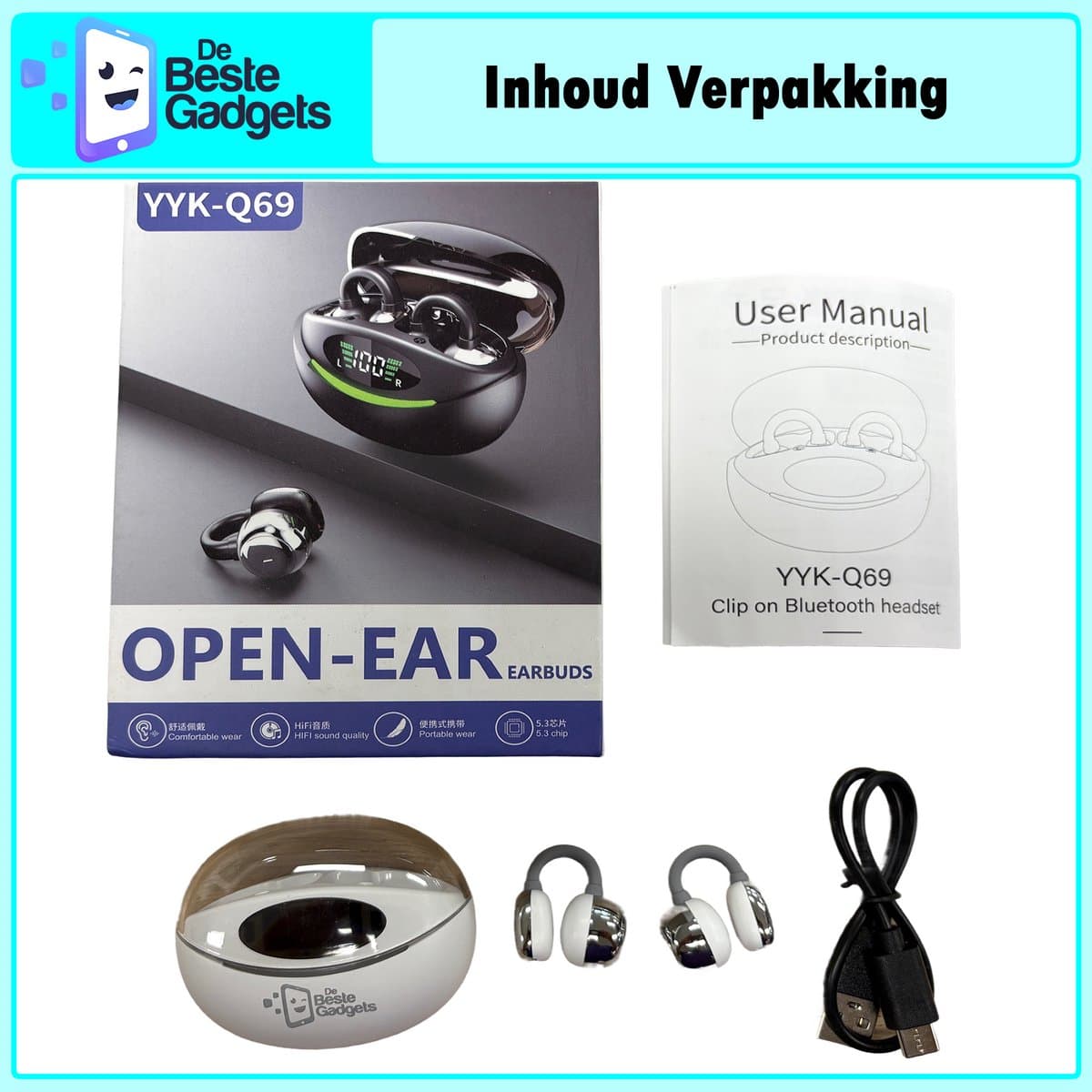 Onbekend YYK-Q69 OpenClip: draadloze oorclip oordopjes met botgeleiding thumbnail 6