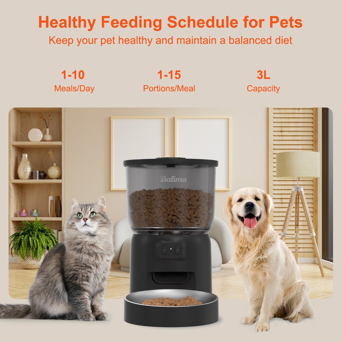 Balimo Automatische Voerbak Zwart - Kat en Hond - Voerautomaat Met App - Voerbak hond - Smartphone Besturing - Voerinhoud 3 Liter - Voor Katten- en Hondenvoer - Droogvoer - WiFi - Automatische voerbak kat - Automatische voerbak thumbnail 6