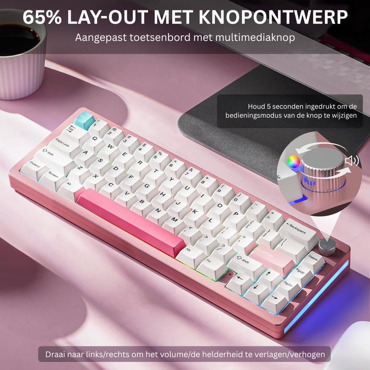 DailySupplies® Mechanical Keyboard - Mechanisch Toetsenbord Gaming - Roze thumbnail 4