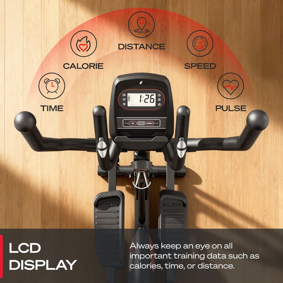 Sportstech CX608 - crosstrainer - magnetische weerstand - LCD display - polsmeter thumbnail 4