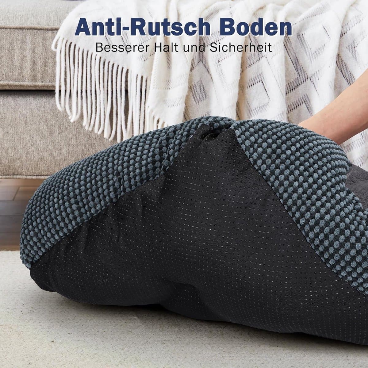 PromoHome XXL Zacht en Groot Formaat Hondenbed - Wasbaar Antislip Comfortabel Huisdierbed met Verhoogde Randen voor Grote Honden en Katten - Donkerblauw thumbnail 4